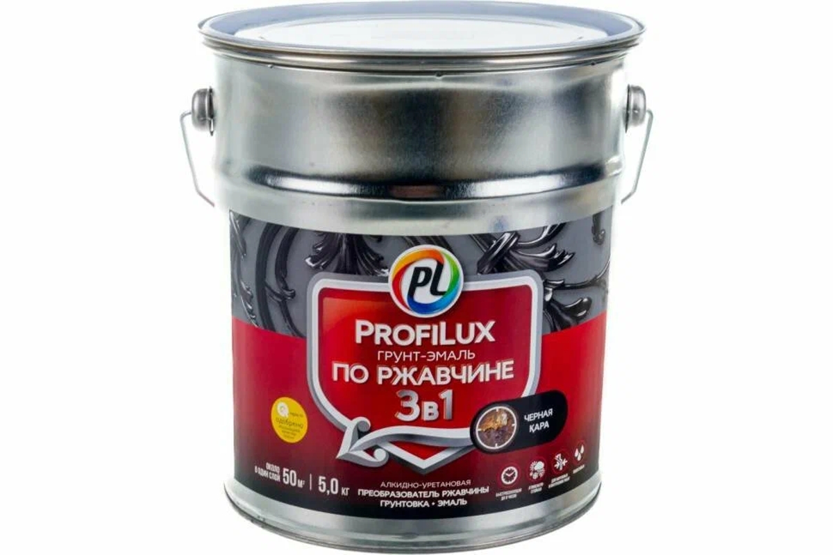 Эм. гр. по ржавчине 3 в 1 Профилюкс Черная 5кг