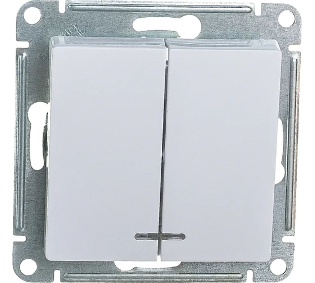 Механизм выключателя 2 кл c подсветкой белый ATLAS DESIGN