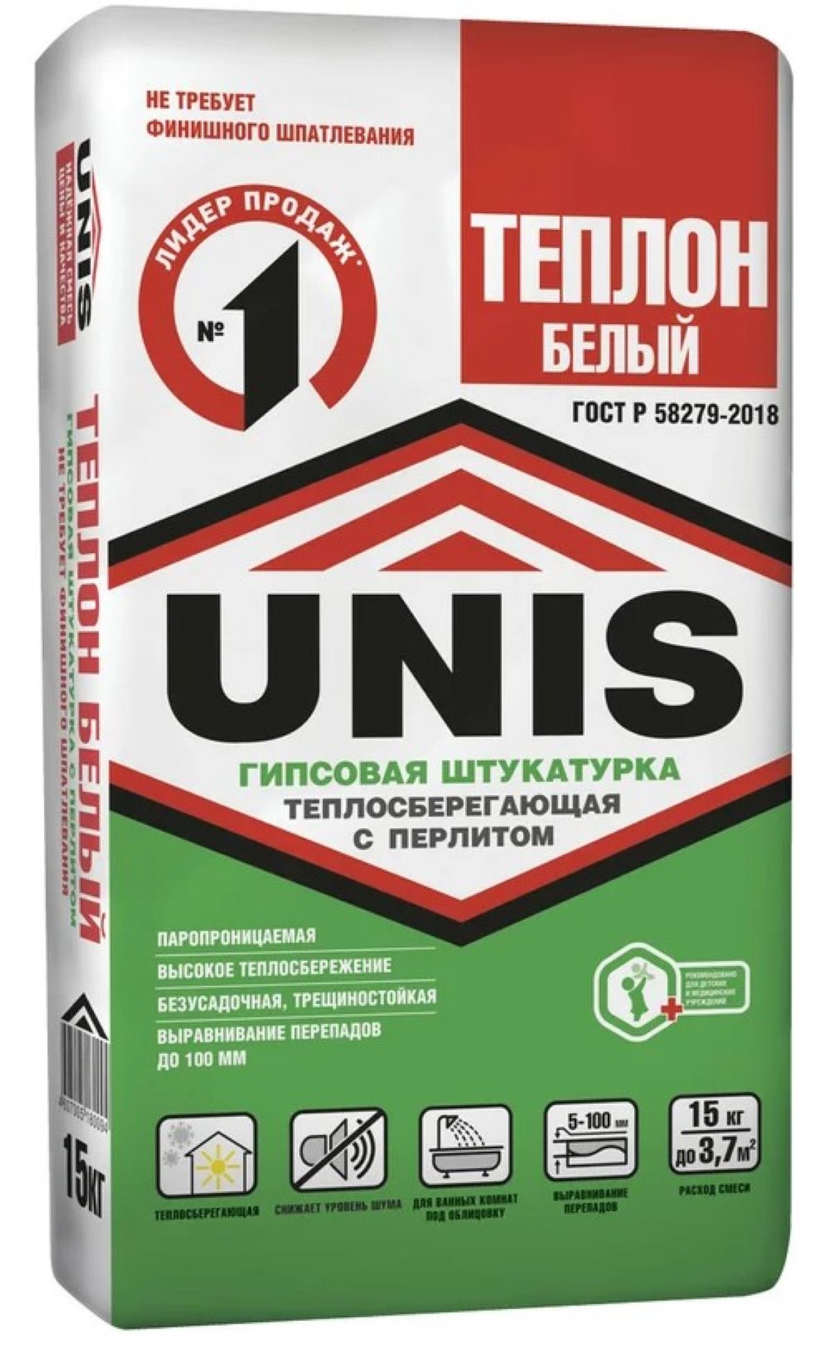 Штукатурка гипсовая ЮНИС Теплон белый 30 кг