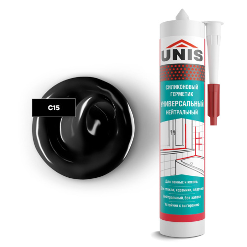 Затирка-герметик силиконовая Юнис UN-80 C15 черный 300 мл