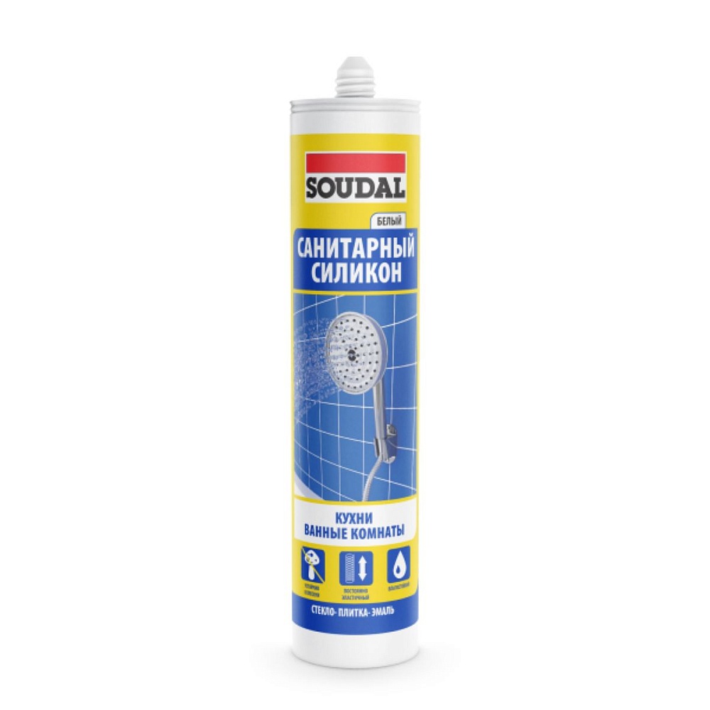 Герметик SOUDAL санитарный белый 280мл (15)