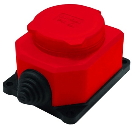 Колодка 1-ая каучук с/з каб IP44 16А 250В красная UNIVersal