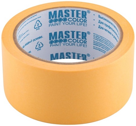 Лента малярная MASTER COLOR золотистая,рисовая бумага 48мм х 25м,терм до 100С,УФ-стойкость 30 дней