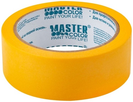 Лента малярная MASTER COLOR золотистая,рисовая бумага 36мм х 25м,терм до 100С,УФ-стойкость 30 дней