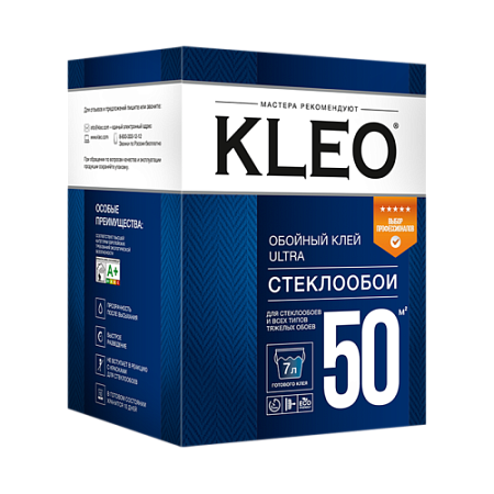 Клей обойный KLEO ULTRA 50 для флизелиновых и стеклообоев 500гр (12)