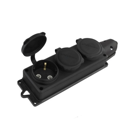 Колодка 3-ая каучук с/з каб IP44 16А 250В UNIVersal