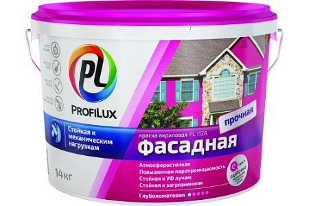 Краска Профилюкс PL-112A фасад  влагост белая 14кг