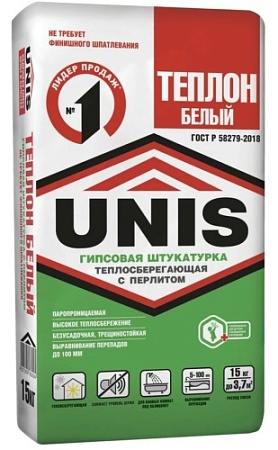 Штукатурка гипсовая ЮНИС Теплон белый 30 кг