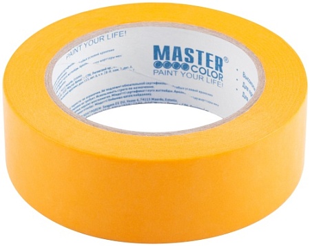 Лента малярная MASTER COLOR золотистая,рисовая бумага 36мм х 50м,терм до 120С,УФ-стойкость 30 дней