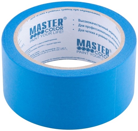 Лента Малярная MASTER COLOR для нар. работ, рисовая бумага 48ммх25м, сильная адгезия, терм до 100С.
