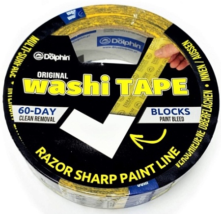 Малярная лента 38 мм х 50 м Blue Dolphin Washi - ULTRA PREMIUM IDEAL FOR COLOR CUTTING