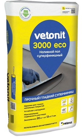 Смесь для пола Ветонит 3000 ЭКО (1-10мм) 20кг (54шт)